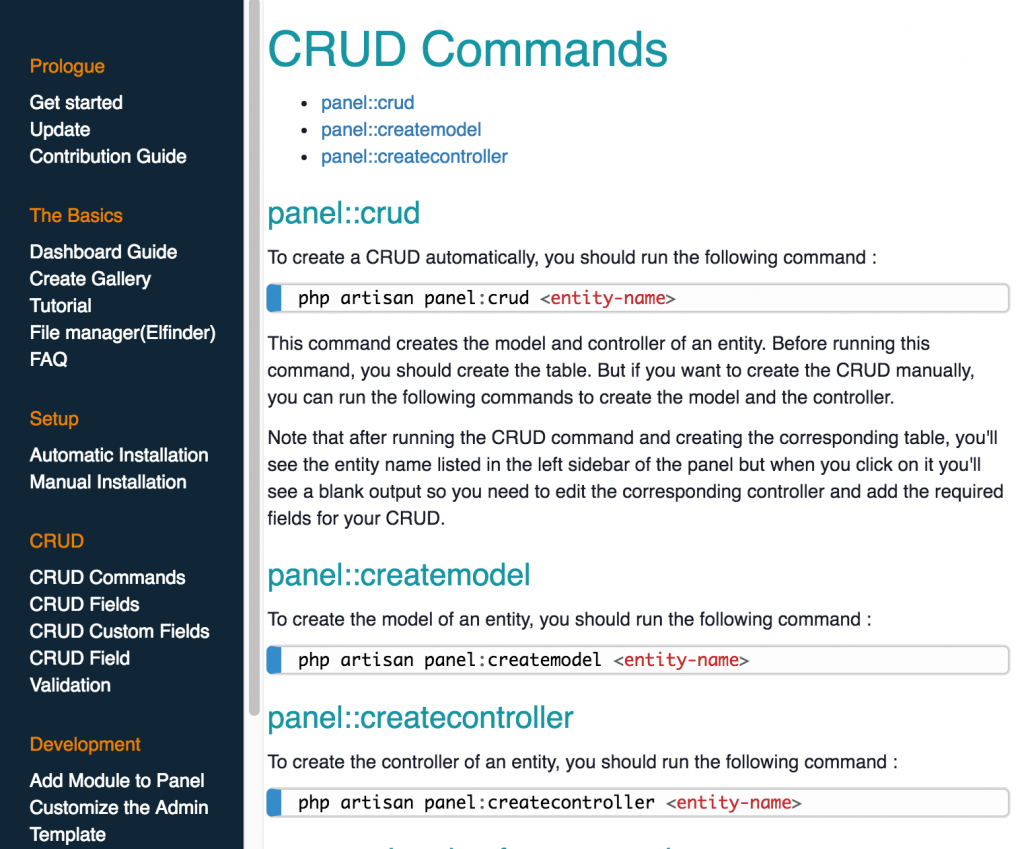 LaravelPanel CRUD