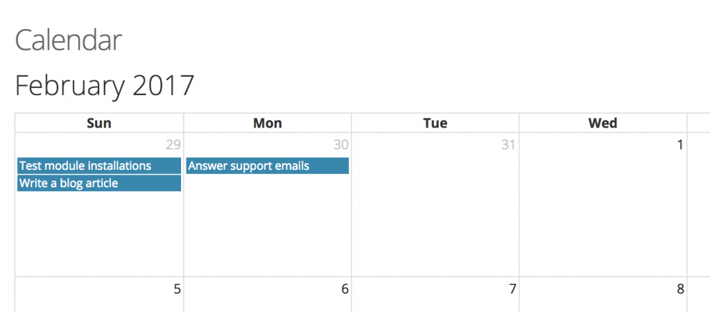 tasks calendar module