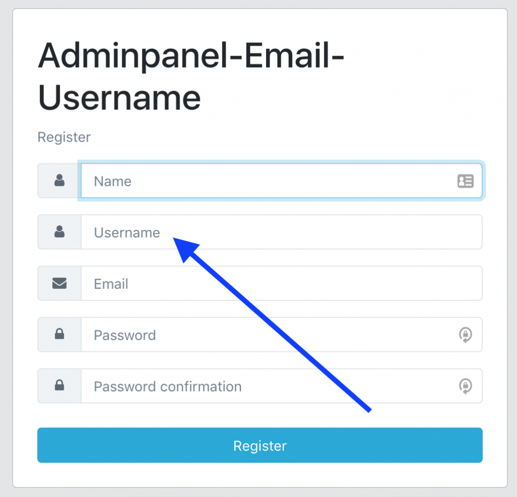 Laravel username register