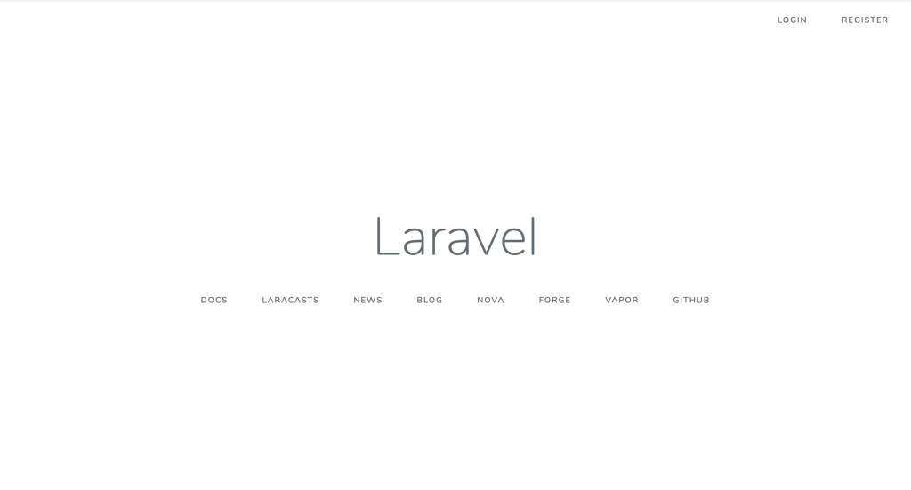 Laravel default homepage